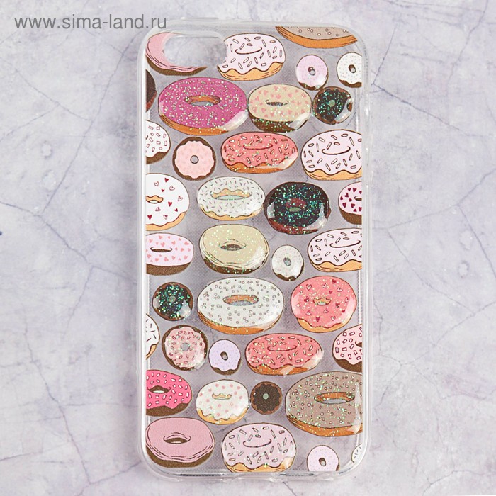 Чехол Luazon Пончики для iPhone 5/5s, силиконовый, прозрачный - Фото 1
