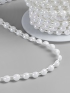 Жемчуг на нитях, с голографией, плоский, 6 мм, 9±1 м, белый - Фото 3