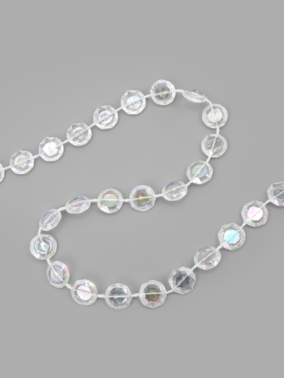 Бусы на нитях, с голографией, 10 мм, 9 ± 1 м, цвет прозрачный