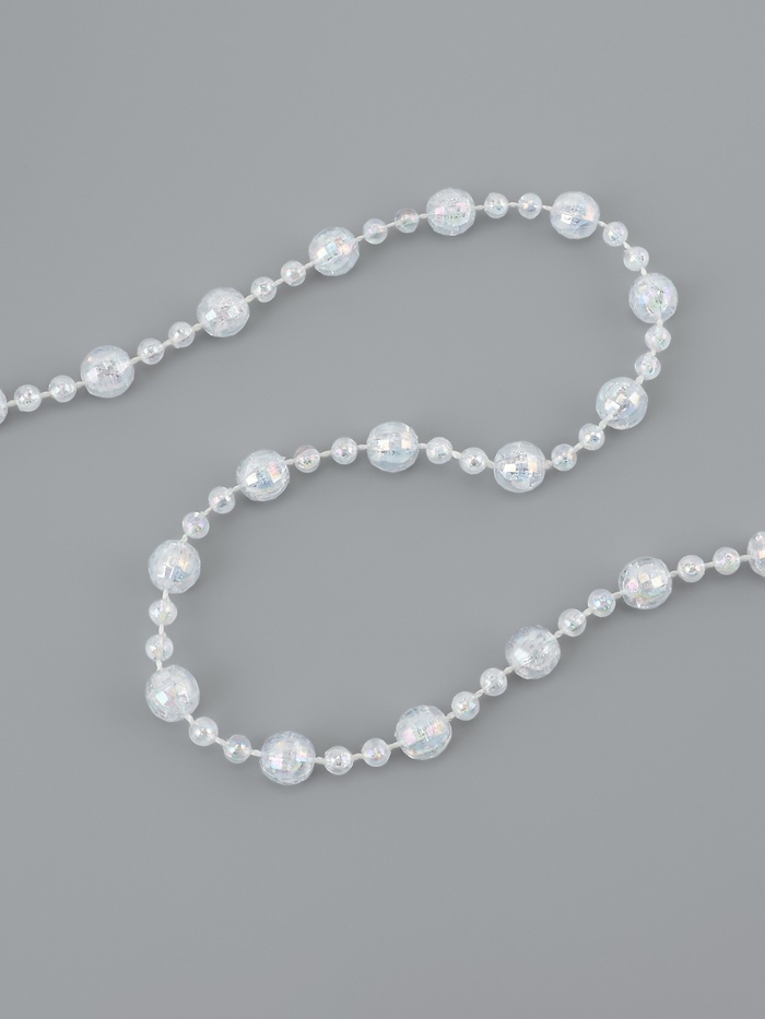 Бусы на нитях, с голографией, 8 мм, 9±1 м, прозрачные