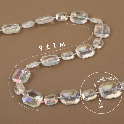 Бусины на нитях, с голографией, 9±1 м, прозрачные