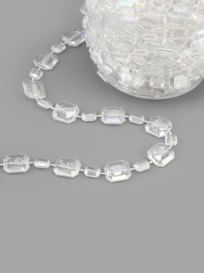 Бусины на нитях, с голографией, 9±1 м, прозрачные