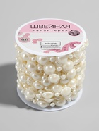 Жемчуг на нитях, плоский, 12 мм, 9 ± 1 м, цвет молочный - фото 52639630