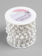 Жемчуг на нитях, с голографией, плоский, 10 мм, 9±1 м, белый - Фото 4