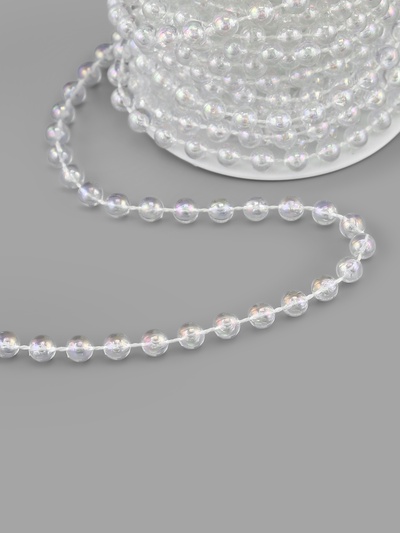 Бусы на нитях, с голографией, 6 мм, 9±1 м, прозрачные