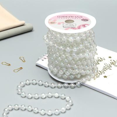 Бусы на нитях, с голографией, круглые, 10 мм, 9 ± 1 м, цвет прозрачный