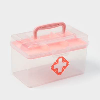 Аптечка, 15.5×9×9.5 см, пластик, прозрачный корпус, МИКС