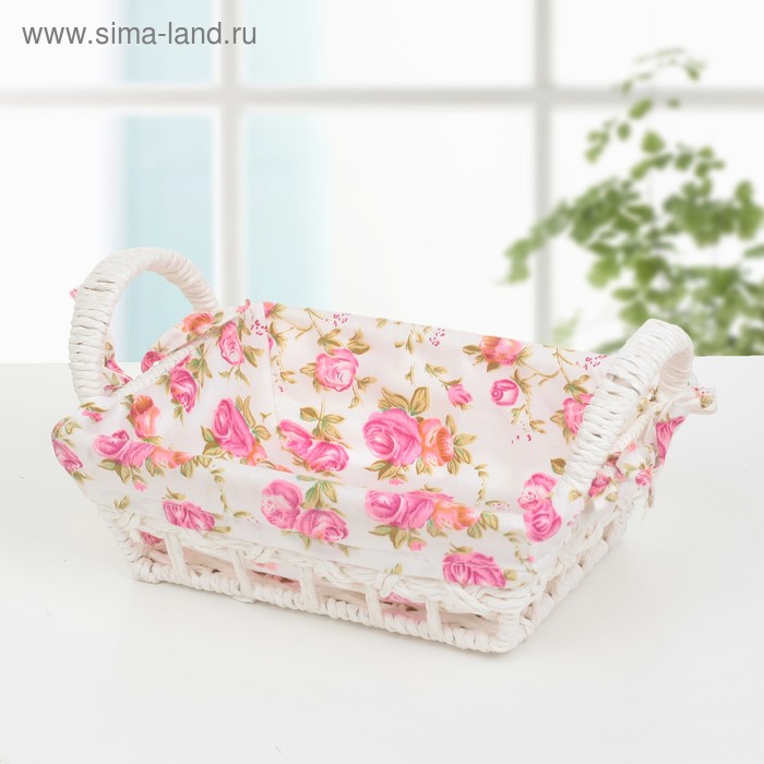 Корзина для хранения плетёная Доляна «Лето», 26×17×11,5 см, цвет белый - Фото 1