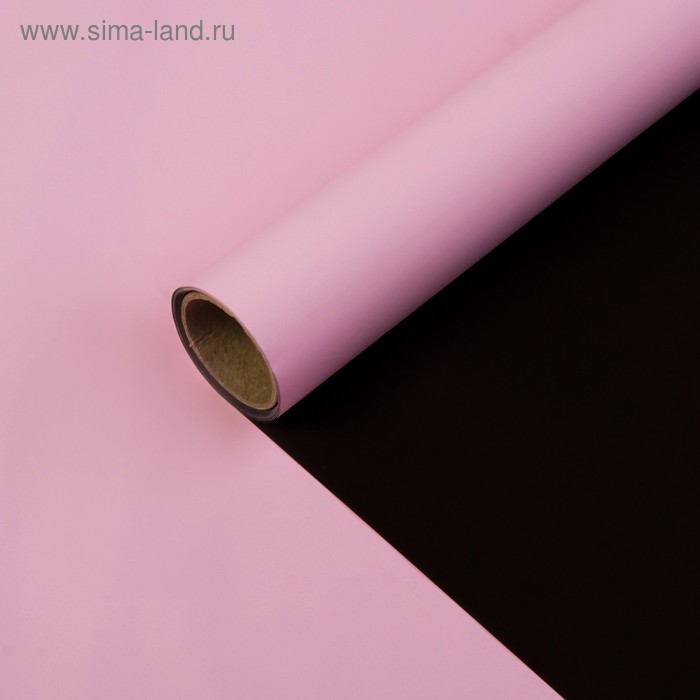 Пленка матовая, двухцветная, влагостойкая, розовый-шоколад, 50 см х 10 м - Фото 1