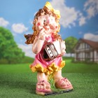 Садовая фигура "Девочка с гармошкой" розовое платье 27х23х59см - фото 8676884