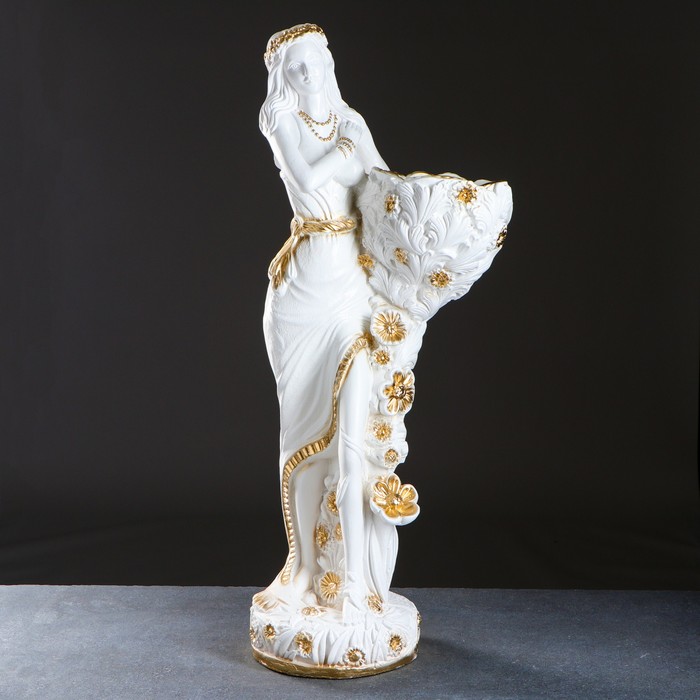 Фигура с кашпо "Лесная фея" бело-золотистый, 35х85х35см - фото 1908381912