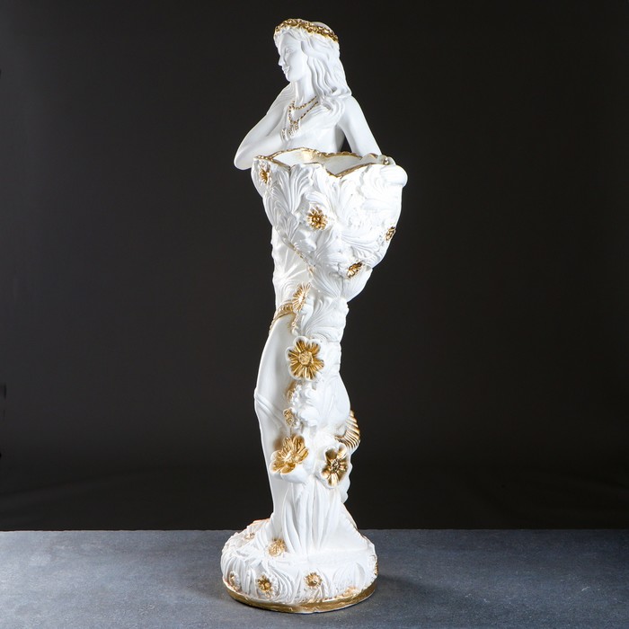 Фигура с кашпо "Лесная фея" бело-золотистый, 35х85х35см - фото 1927385739