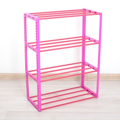 Обувница Доляна, 4 яруса, 41×19×54,5 см, цвет розовый