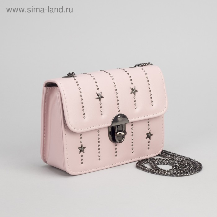 Сумка женская, отдел на замке, длинная цепь, цвет розовый - Фото 1