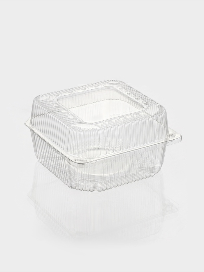 Контейнер одноразовый с неразъёмной крышкой ПР-К-15 В, пластик, квадратный, 250 мл, 15.2×8.1 см, прозрачный - Фото 1