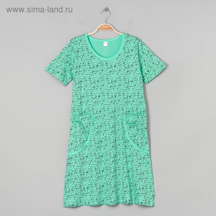 Платье домашнее женское, цвет зелёный, размер 46 - Фото 1