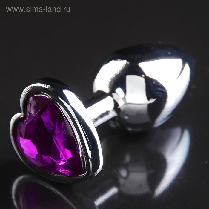 Анальная пробка "Silver", с фиолетовым кристаллом - Фото 1