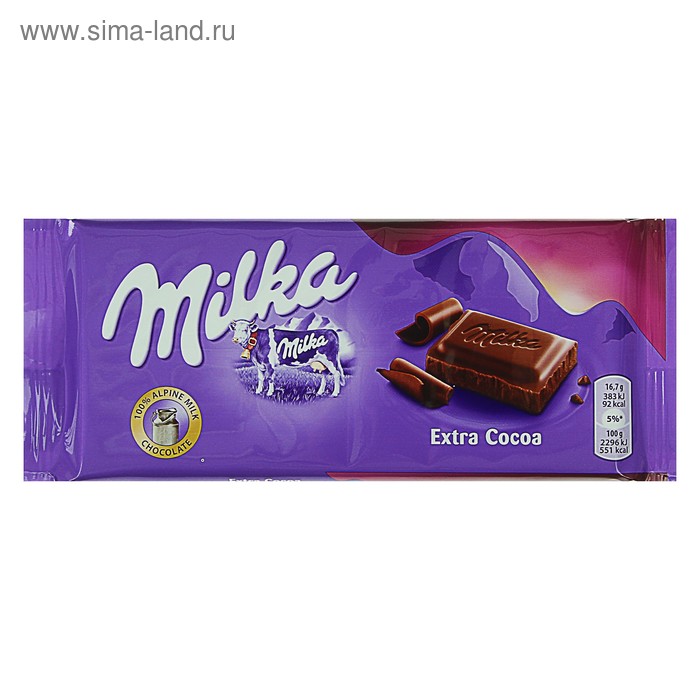 Шоколадная плитка Milka Extra Cocoa, 100 г - Фото 1