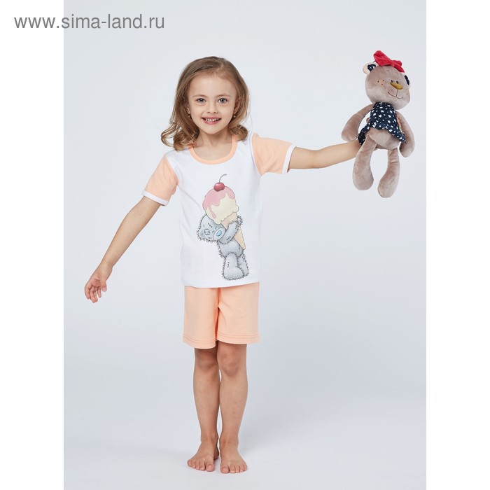Пижама для девочки "Мишки-Тедди", рост 110-116 см, цвет персиковый мт105 - Фото 1
