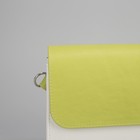 Сумка женская, отдел на клапане, длинный ремень, цвет белый/оливковый - Фото 4