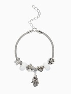 Браслет с шармами «Марджери. Рука хамса», белый в серебре, L=19 см - Фото 1