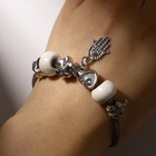 Браслет «Марджери» рука хамса, белый в серебре, L=19 см - Фото 1