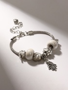 Браслет с шармами «Марджери. Рука хамса», белый в серебре, L=19 см - Фото 6