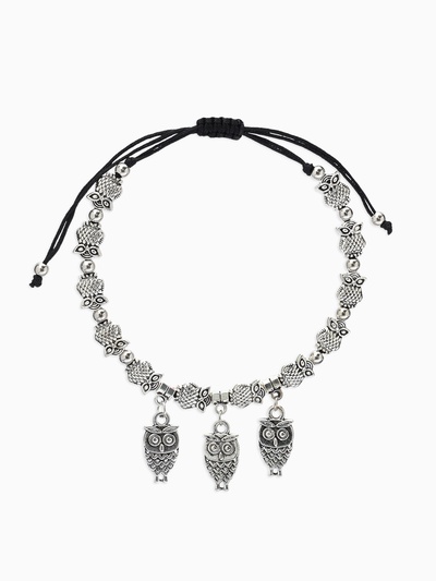 Браслет металл «Марджери. Совы», d=6 см, затягивающийся, цвет серебро