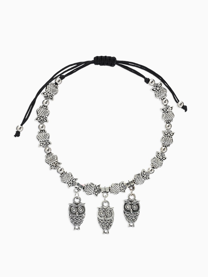 Браслет металл «Марджери. Совы», d=6 см, затягивающийся, цвет серебро - Фото 1