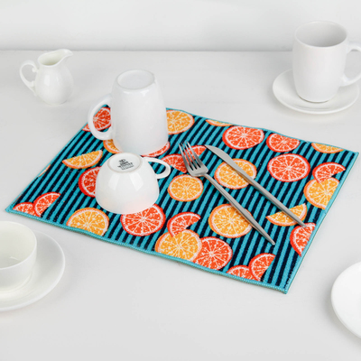 Коврик для сушки посуды Доляна «Цитрусы», 30×40 см, микрофибра
