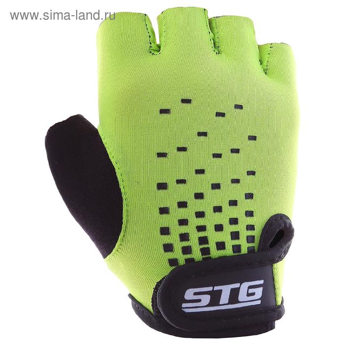Перчатки велосипедные детские STG AL-03-511, размер XS, цвет зелёный/чёрный