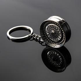 Брелок для автомобильных ключей Cartage, диск, металл, хром (комплект 2 шт)