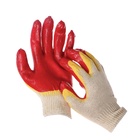 Перчатки садовые, хб, вязка 13 класс, размер 9, латексный облив, красные - Фото 9