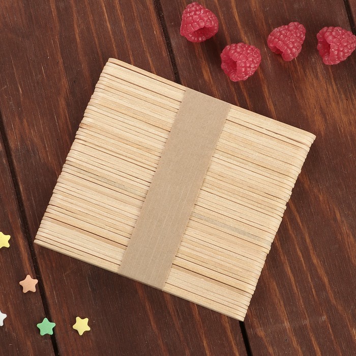 Набор деревянных палочек для мороженого, 11,5×1,1 см, 48-50 шт - фото 1909855493