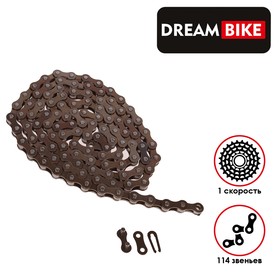 Цепь Dream Bike 1/2x1/8x114L, 1 скорость, 114 звеньев, с замком 2867970