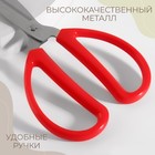Ножницы портновские, антискользящие, скошенное лезвие, 7.5", 19 см, красные - Фото 3
