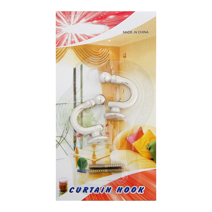 Крючок для штор KS003, однорожковый, цвет хром - фото 18518701