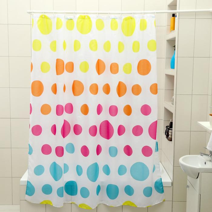 Штора для ванны Доляна «Цветное драже», 180×180 см, полиэстер