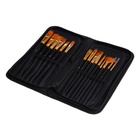 Набор кистей для рисования, нейлон, 15 штук: № 1, 2, 3, 4, 5, 6, 7, 8, 9, 10, 11, 12, 13, 14, 15, Calligrata, круглые, плоские, в пенале на молнии, международный размер - Фото 13