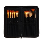 Набор кистей для рисования, нейлон, 15 штук: № 1, 2, 3, 4, 5, 6, 7, 8, 9, 10, 11, 12, 13, 14, 15, Calligrata, круглые, плоские, в пенале на молнии, международный размер - Фото 17