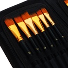 Набор кистей для рисования, нейлон, 15 штук: № 1, 2, 3, 4, 5, 6, 7, 8, 9, 10, 11, 12, 13, 14, 15, Calligrata, круглые, плоские, в пенале на молнии, международный размер - Фото 20