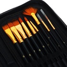 Набор кистей для рисования, нейлон, 15 штук: № 1, 2, 3, 4, 5, 6, 7, 8, 9, 10, 11, 12, 13, 14, 15, Calligrata, круглые, плоские, в пенале на молнии, международный размер - Фото 21