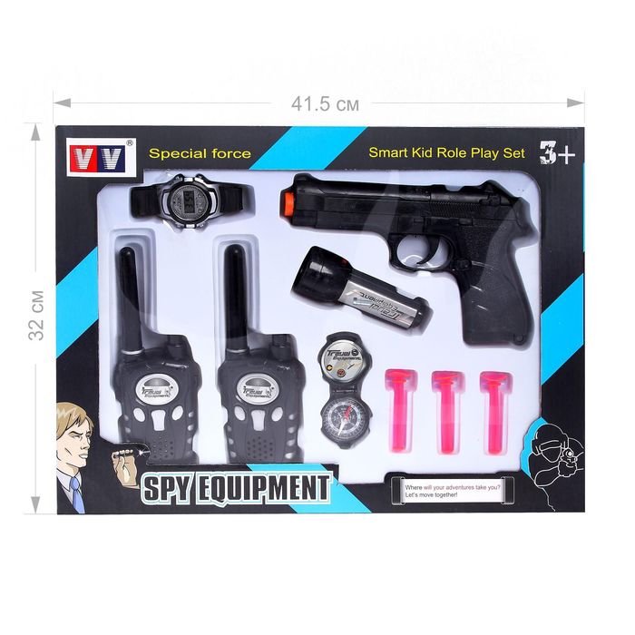 Набор шпиона «Спецагент»: 2 рации, пистолет, часы, фонарик, компас - фото 1881883398