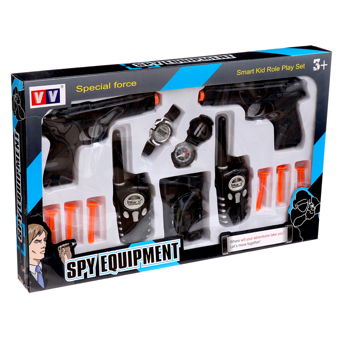 Игровой набор шпиона «Двойной агент»: 2 пистолета, 2 рации, часы, компас, бинокль - фото 1881883410