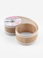 Лента текстильная «Кружево», 50 мм, 4.5 ± 0.5 м, цвет бежевый - Фото 2