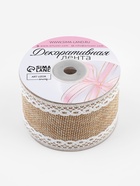 Лента текстильная «Кружево», 50 мм, 4.5 ± 0.5 м, цвет бежевый - Фото 4