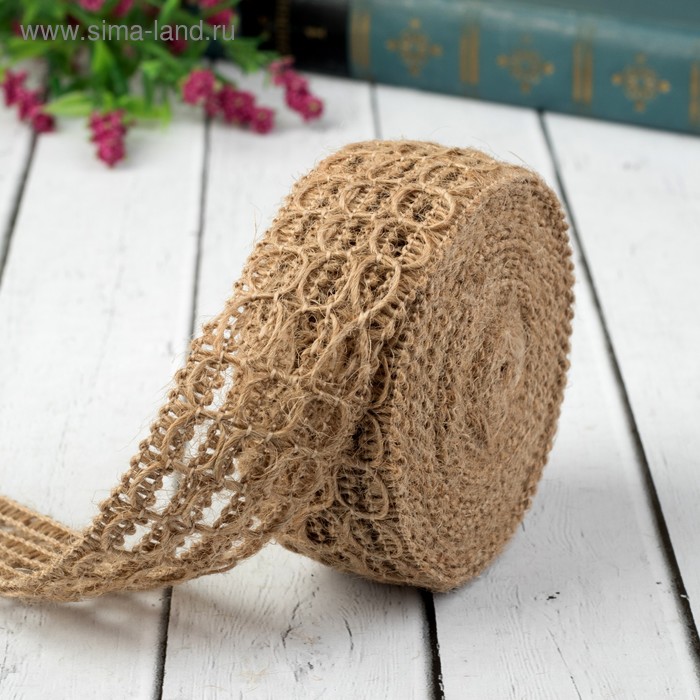 Лента из джута «Круги», натуральная, 30 мм, 4,5 ± 0,5 м