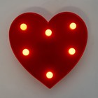 Ночник пластик от батареек 2АА "Красное сердце" 16х16х2,8 см RISALUX - Фото 2