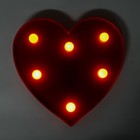 Ночник пластик от батареек 2АА "Красное сердце" 16х16х2,8 см RISALUX - Фото 3