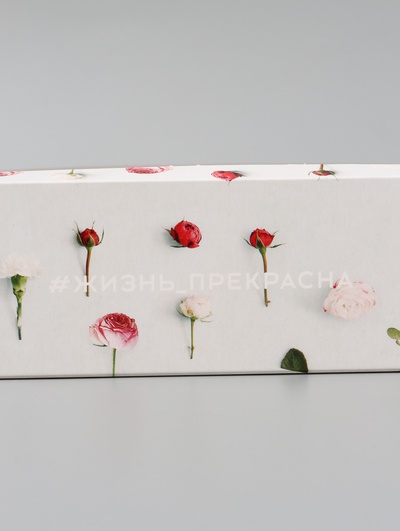 Коробка для макарун, кондитерская упаковка «Жизнь прекрасна», 5.5×18×5.5 см